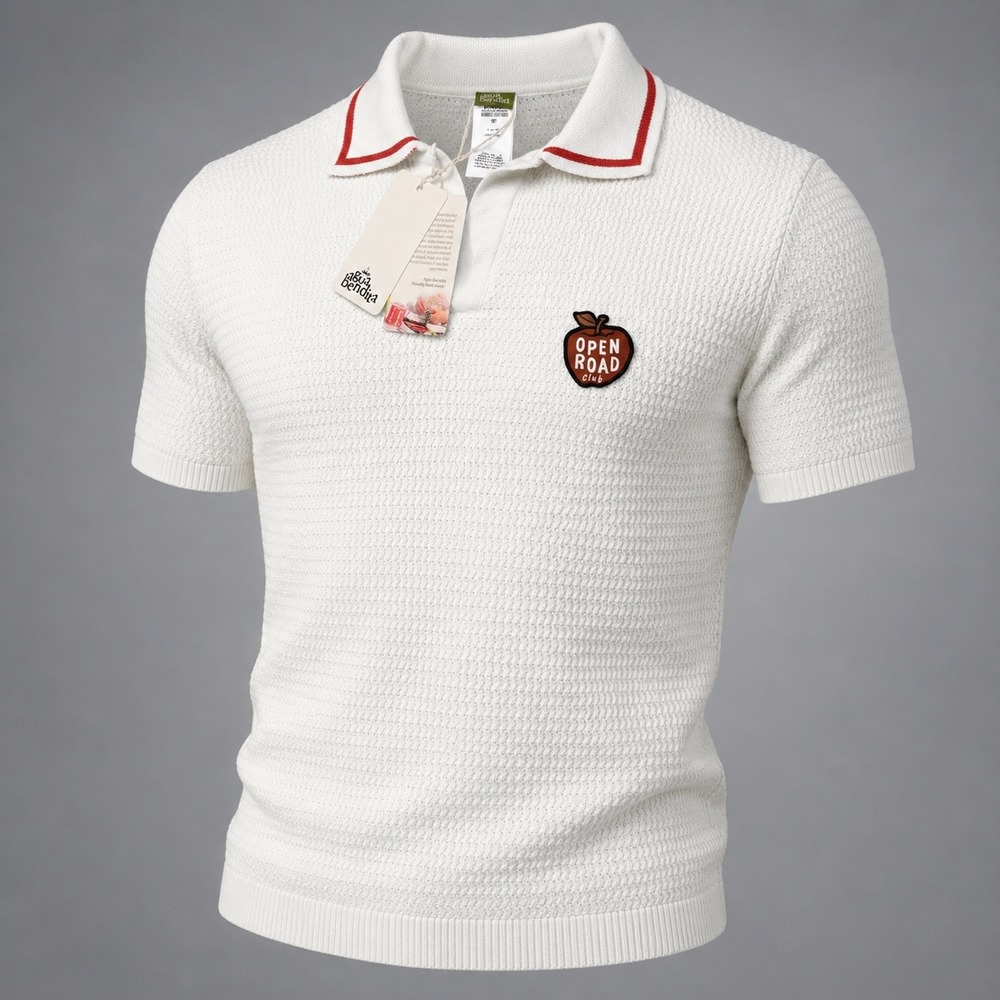 Agua Bendita Polo Shirt Men S White Cotton Knit Miami Hand Made Tulum luxury NWT - Picture 1 of 13